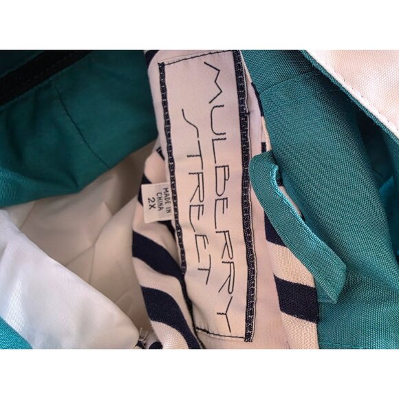 Mulberry Street Womens 2X White Hooded Jacket With Teal Accents & Zip Pockets - Picture 6 of 12